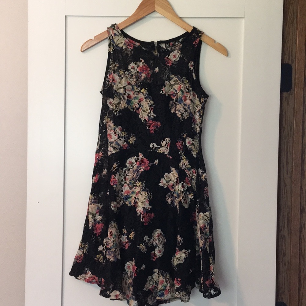 Black floral print dress